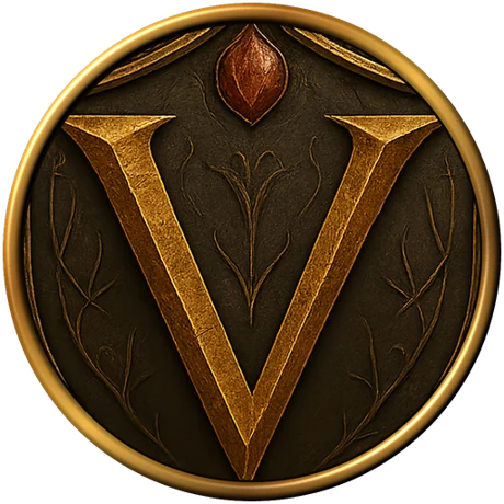 O V dourado da Verthalia coroado pela gema rubi
